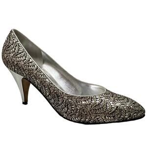 Vintage Bruno Magli Pumps Women’s Sz 7AA (Maude 75)Silver Gold Wedding Event